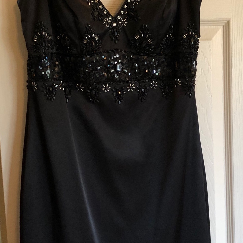 Beautiful beaded bodice black cocktail dress
